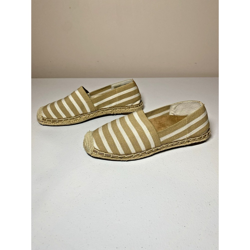 Vionic Espadrille Women's Size 5 Tan Cream Striped 356 Valeri Slip-On Flat EUC!!